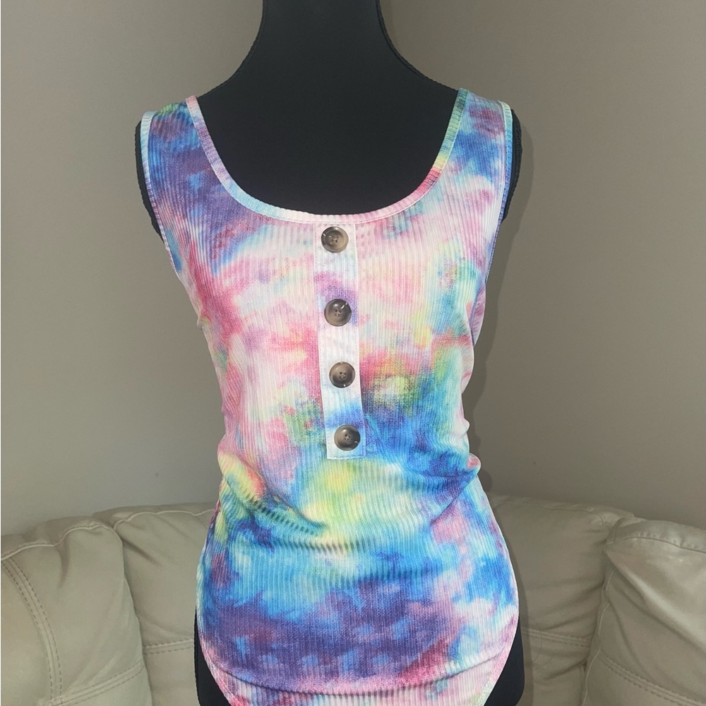 SHEIN Vibrant Bodysuit with Tie-Dye Design